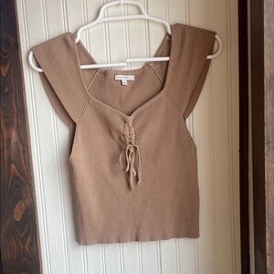 Love Tree Brown Ribbed Crop Top